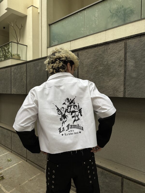 zipper LA familia printed shacket