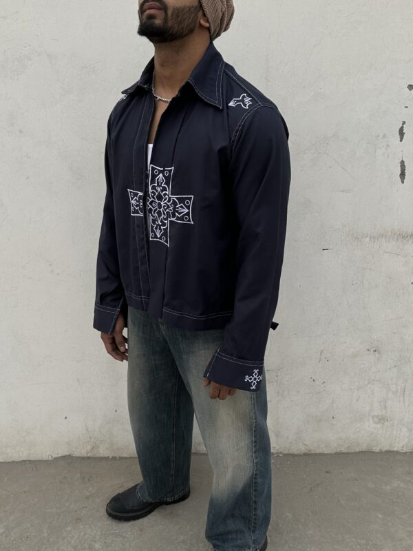 Embroidered cross / logo shacket - Image 3
