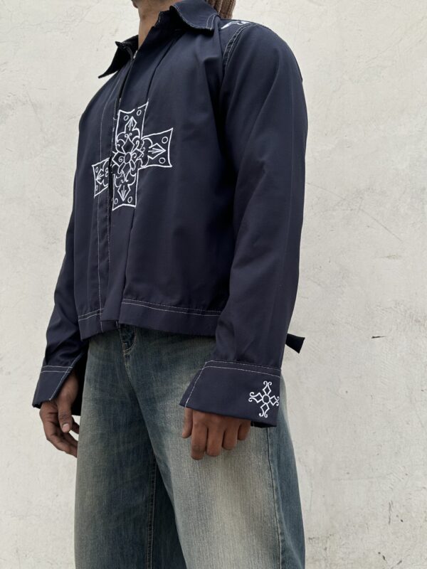 Embroidered cross / logo shacket - Image 4