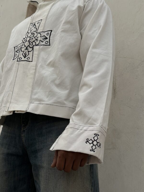 Embroidered cross / logo shacket - Image 5