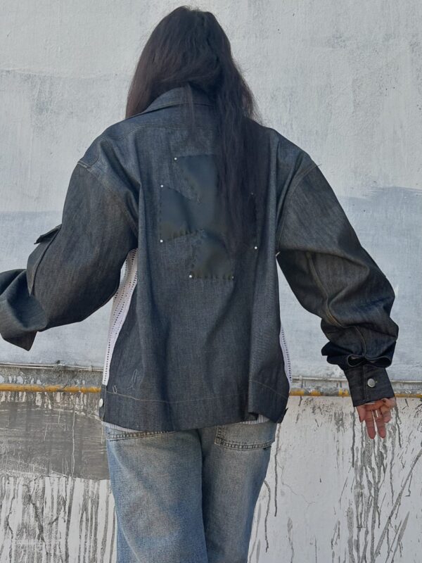denim knitted upcycled  shacket - Image 6
