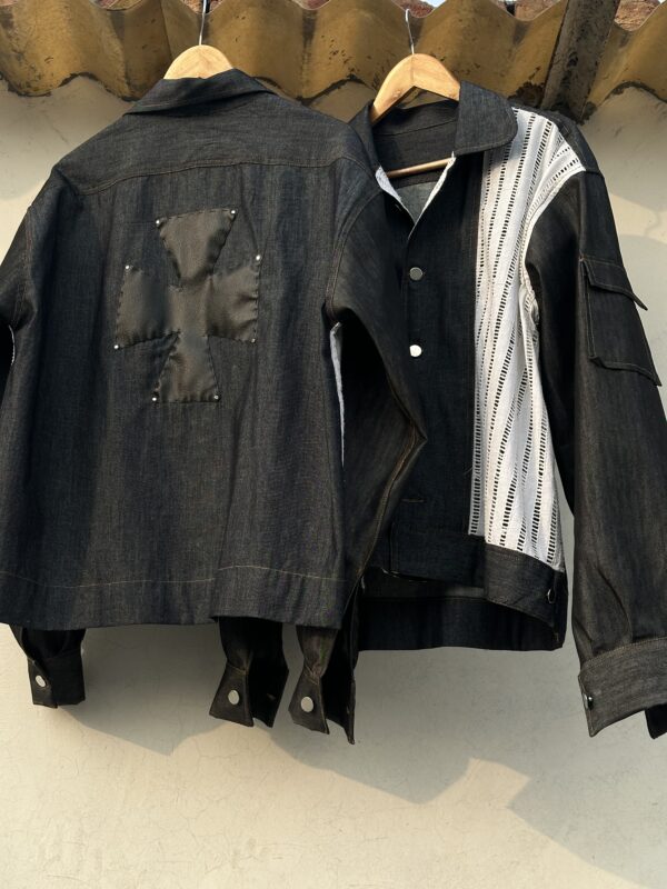 denim knitted upcycled  shacket