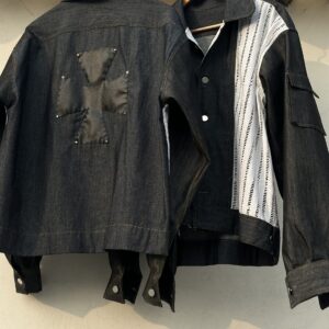 denim knitted upcycled shacket