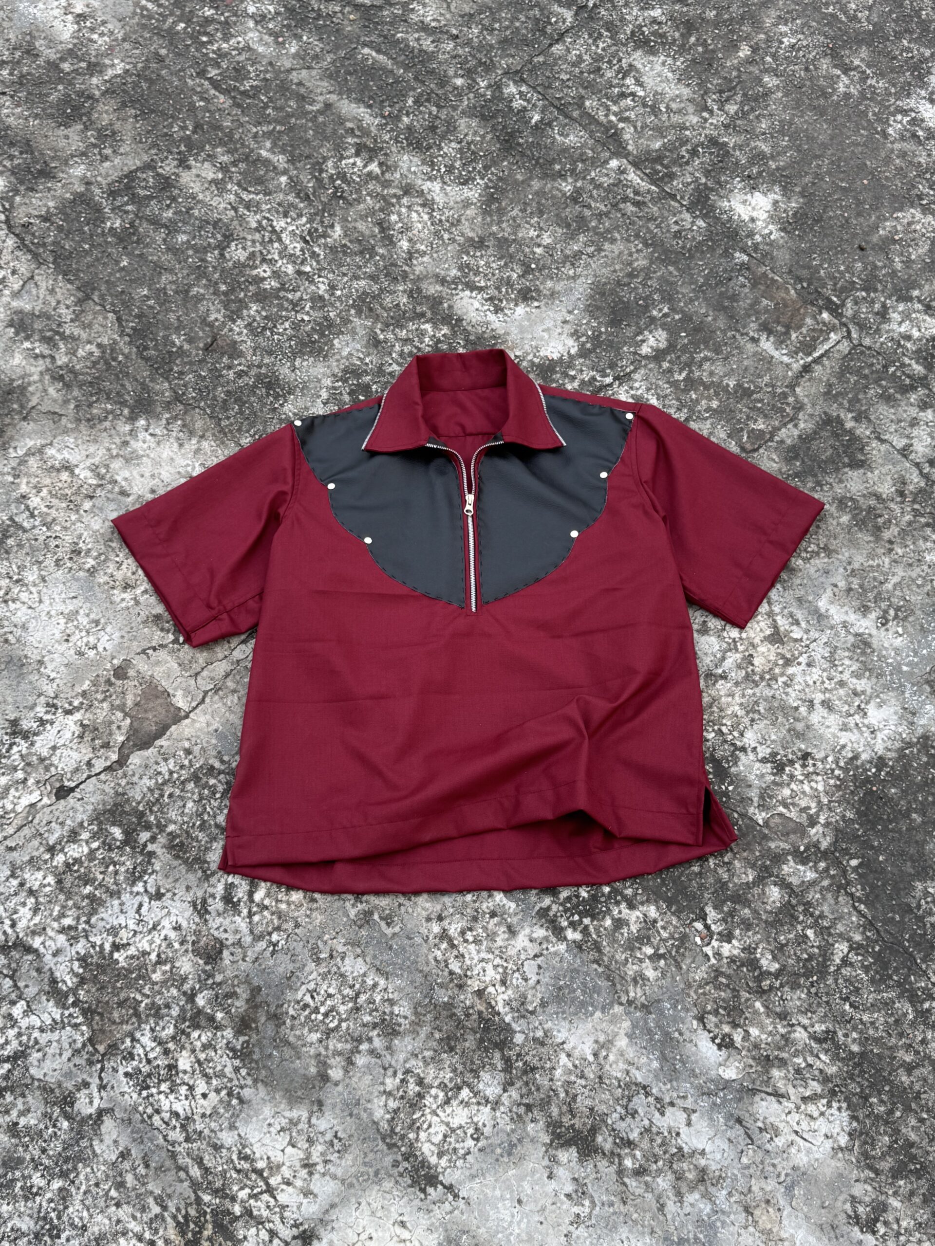 Henley PU leather zipper shirt - Image 8