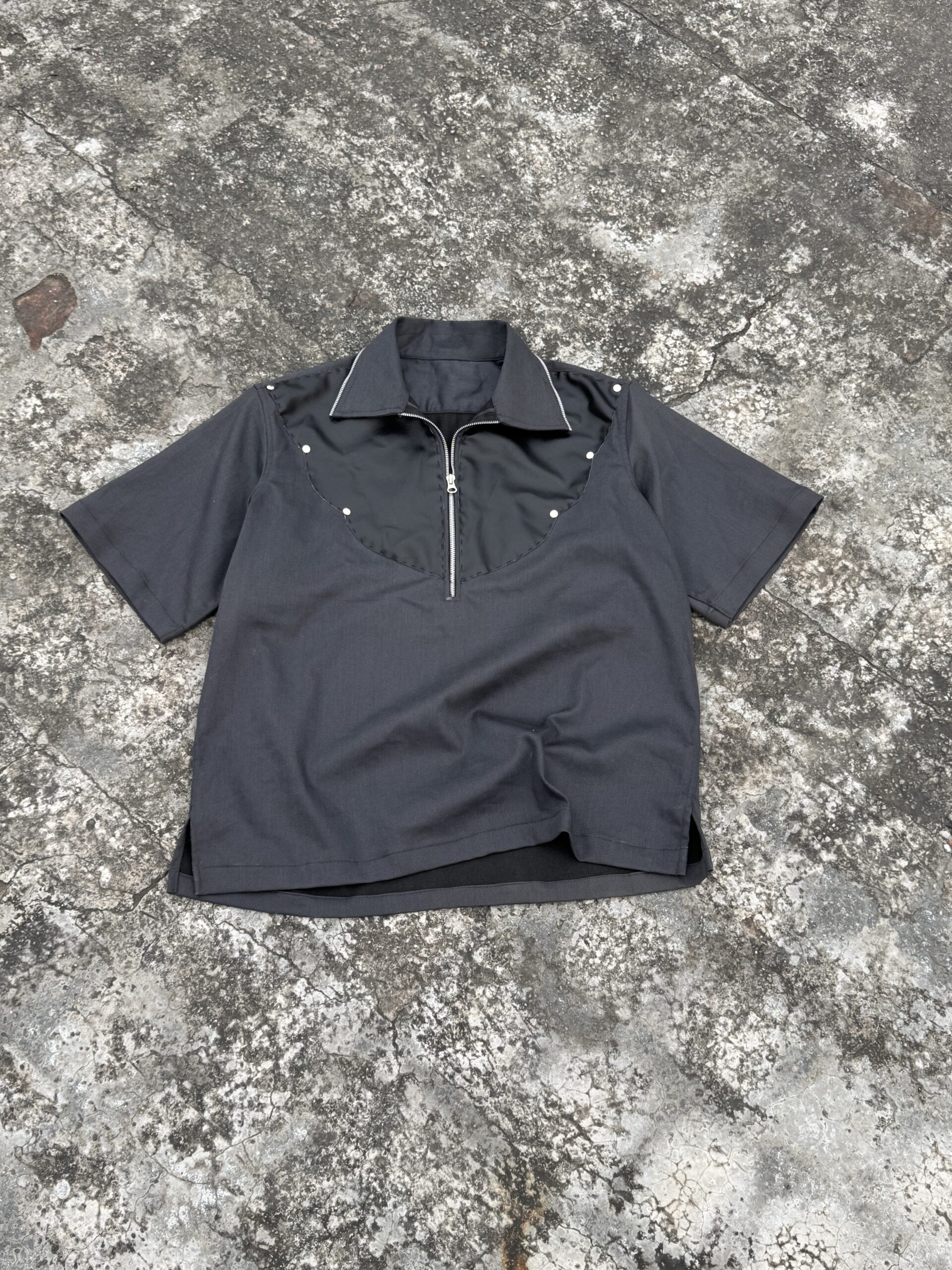 Henley PU leather zipper shirt - Image 10