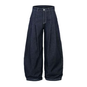 pleated baggy denims