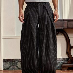 Pinstripe double pleat pants