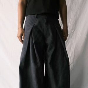 Pinstripe double pleat pants